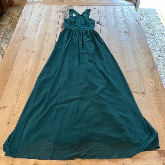 Lulu's Air of Romance Forrest Green  Maxi Dress Size Extra Small NWT - Picture 8 of 16